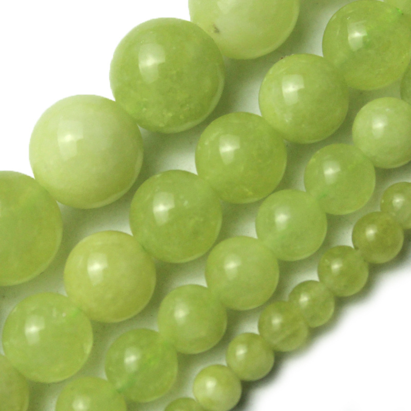 Sárga zöld olíva kristály kalcedon kő laza gyöngyök DIY kézzel készített gyöngyös karkötő nyaklánc fülbevaló anyag gyöngyökkel