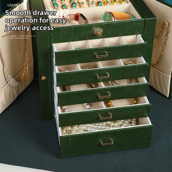 Φορητό πολυλειτουργικό κουτί κοσμημάτων πολλαπλών στρώσεων μεγάλης χωρητικότητας από δέρμα PU με διπλό άνοιγμα