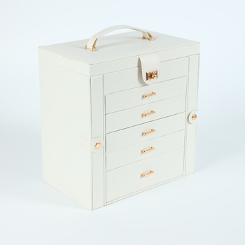 Φορητό πολυλειτουργικό κουτί κοσμημάτων πολλαπλών στρώσεων μεγάλης χωρητικότητας από δέρμα PU με διπλό άνοιγμα