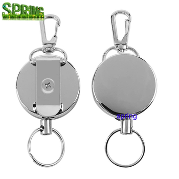 Határokon átnyúló, népszerű, 4 cm-es, teljesen fémből készült, könnyen húzható csattal, könnyen húzható drótkötél-húzóval, elveszett biztonsági kültéri teleszkópos kulcstartóval