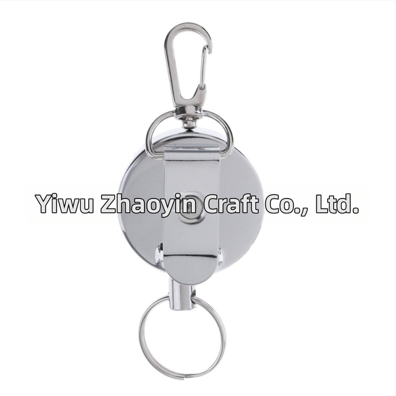 Трансграничен горещо продаван 4 см изцяло метален лесен за издърпване ключодържател с лесно издърпване на телено въже, телескопичен ключодържател за външна употреба, против изгубване