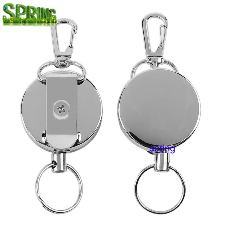 Határokon átnyúló, népszerű, 4 cm-es, teljesen fémből készült, könnyen húzható csattal, könnyen húzható drótkötél-húzóval, elveszett biztonsági kültéri teleszkópos kulcstartóval