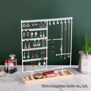 Amazon Hot fülbevalók kijelző állvány kivehető fa talpú ékszer fülbevalók ékszer állvány nyaklánc tároló állvány