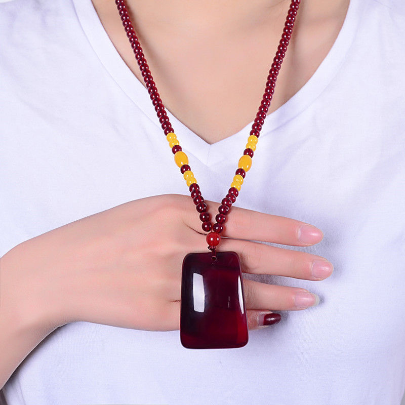 Új Po Bloody pulóverlánc, csúcskategóriás vízcsepp medál, hosszú, sokoldalú nyári utánzatú viaszméz nyaklánc női nyakpánt ajándékba
