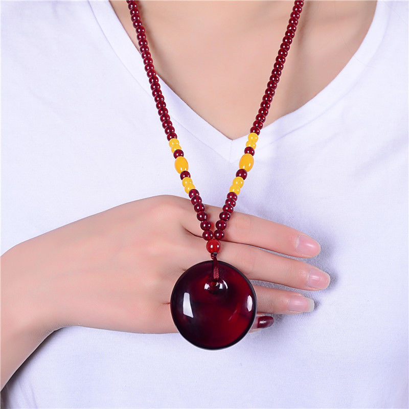 Új Po Bloody pulóverlánc, csúcskategóriás vízcsepp medál, hosszú, sokoldalú nyári utánzatú viaszméz nyaklánc női nyakpánt ajándékba