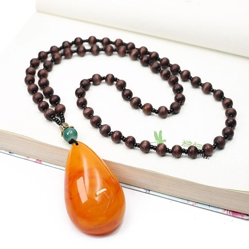 Új Po Bloody pulóverlánc, csúcskategóriás vízcsepp medál, hosszú, sokoldalú nyári utánzatú viaszméz nyaklánc női nyakpánt ajándékba