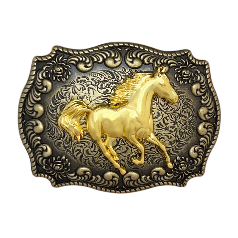 Taškinio cinko lydinio „Mustang“ diržo sagtis, vakarietiško kaubojaus stiliaus, Europos ir Amerikos eksportas, tarpvalstybinė elektroninės prekybos pasiūla, didelė ir palanki.