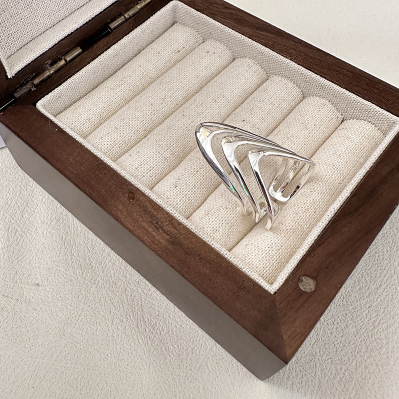 S925 sterling ezüst divatos személyiség széles arcú többrétegű gyűrű női ékszerek, bankett parti dekoráció