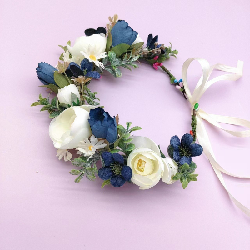 Gyári közvetlen új Mori művirág girland hajpánt gyönyörű természetes kültéri lövészet menyasszonyi koszorúslány girland