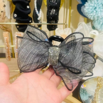 Κορεάτικο στυλ πλέγμα με διαμάντια και λαβή με φιόγκο, υψηλής ποιότητας, μεγάλο κλιπ καρχαρία στο πίσω μέρος του κεφαλιού, φουρκέτα προς τα πίσω