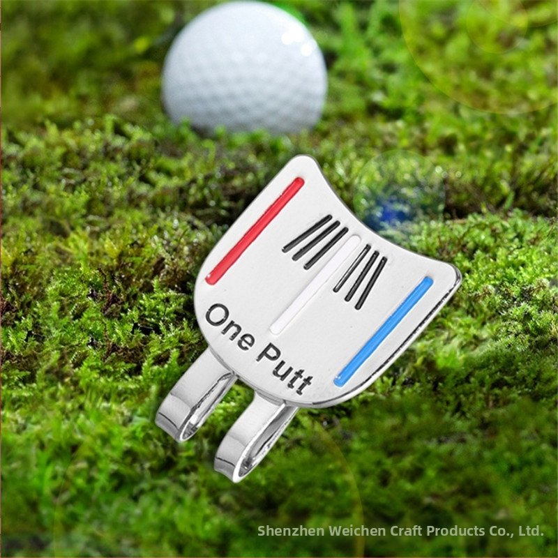 Cezhraničný golfový klip na golfovú čiapku, golfový klip, značka, jednoduchý list, golfový kovový magnetický štítok na loptičku