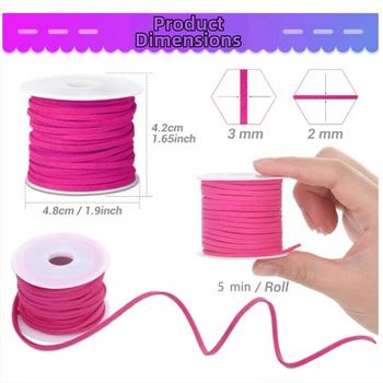 Koreai bársonykötél 3 mm-es lapos, kétoldalas velúr kötél barkácsoláshoz, karkötő, nyaklánc, álomfogó háló, ajándékdoboz, díszes kötél, öv