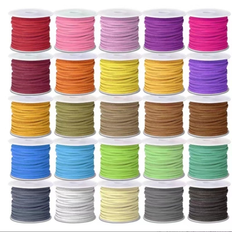 Koreai bársonykötél 3 mm-es lapos, kétoldalas velúr kötél barkácsoláshoz, karkötő, nyaklánc, álomfogó háló, ajándékdoboz, díszes kötél, öv