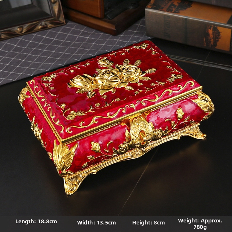 Luxus fém ékszerdoboz európai stílusú palota ékszerdoboz antik kreatív gyűrűtároló doboz ékszerdoboz esküvői ajándék