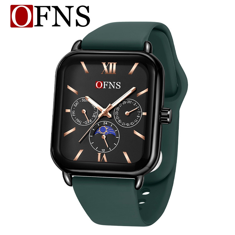 O'Fannie időt rázó robbanásveszélyes négyzet alakú kvarc női karóra Niche Sun Moon Star óra vízálló hattűs női karóra