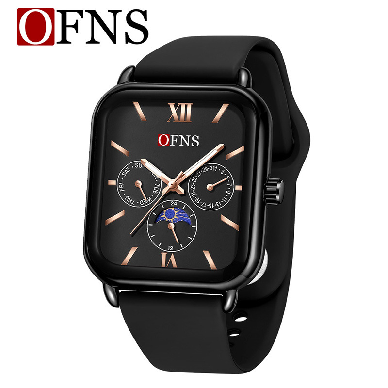 O'Fannie időt rázó robbanásveszélyes négyzet alakú kvarc női karóra Niche Sun Moon Star óra vízálló hattűs női karóra