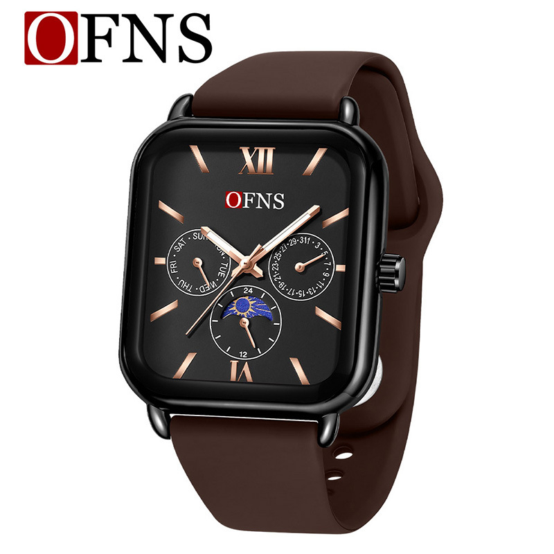 O'Fannie időt rázó robbanásveszélyes négyzet alakú kvarc női karóra Niche Sun Moon Star óra vízálló hattűs női karóra