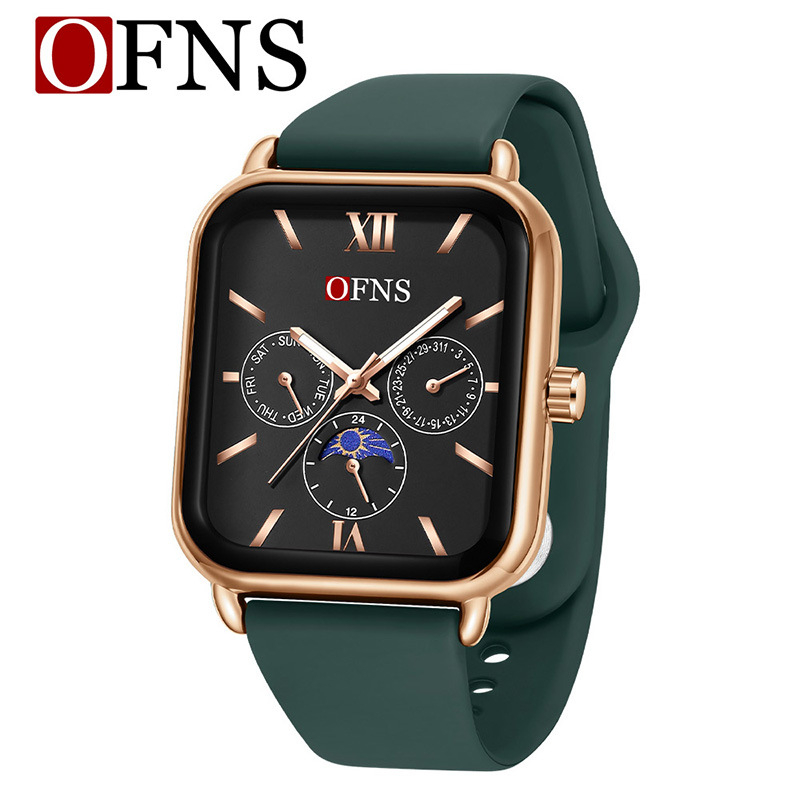 O'Fannie időt rázó robbanásveszélyes négyzet alakú kvarc női karóra Niche Sun Moon Star óra vízálló hattűs női karóra