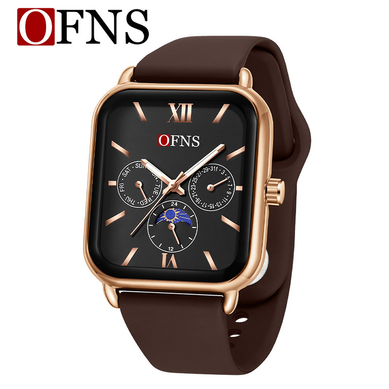 O'Fannie időt rázó robbanásveszélyes négyzet alakú kvarc női karóra Niche Sun Moon Star óra vízálló hattűs női karóra