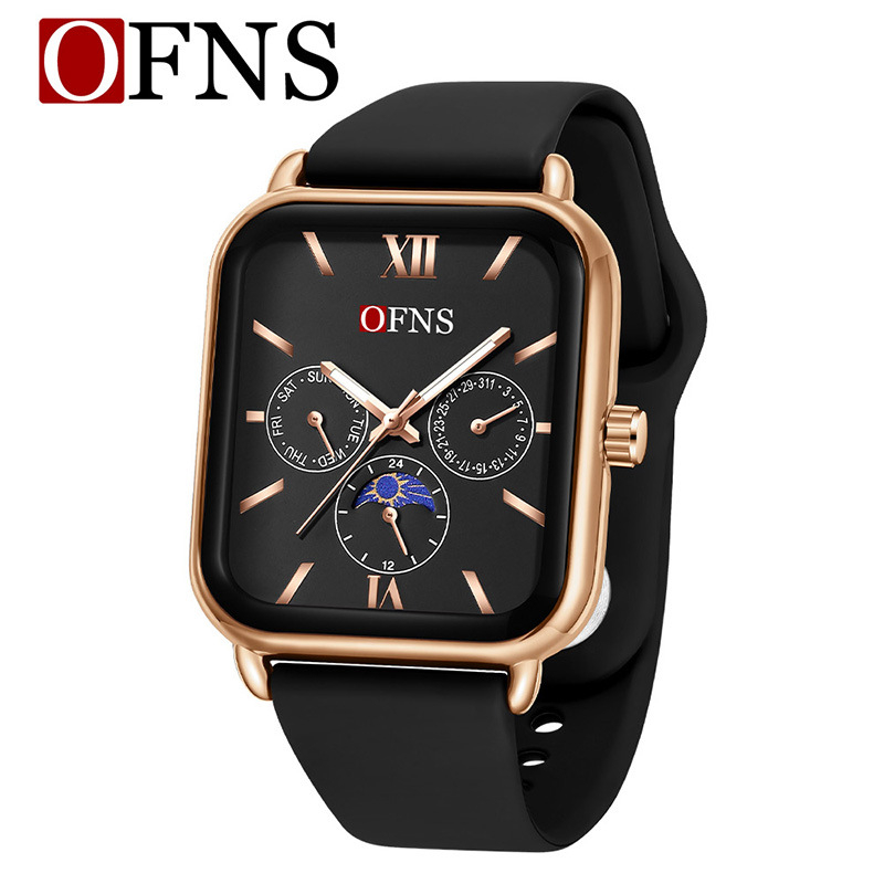 O'Fannie időt rázó robbanásveszélyes négyzet alakú kvarc női karóra Niche Sun Moon Star óra vízálló hattűs női karóra