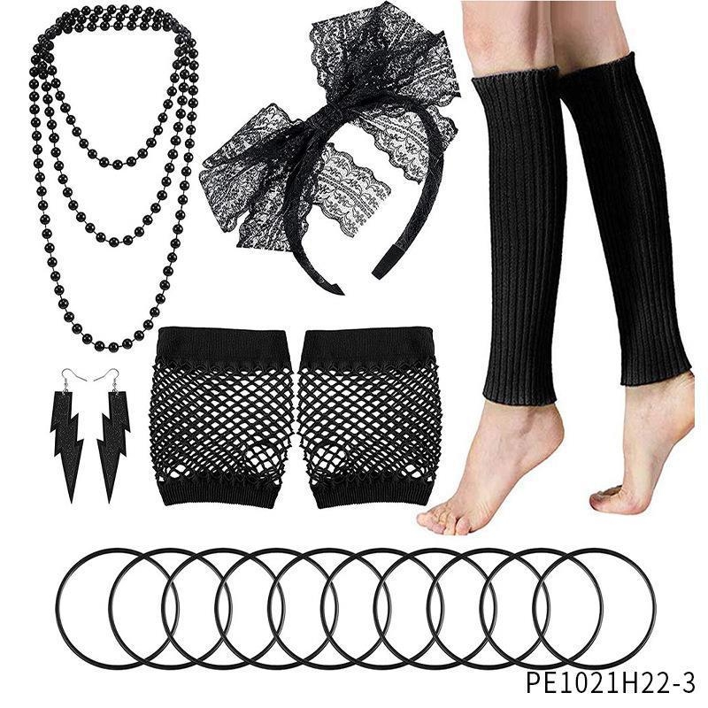 Amazoni kuum müük 1980ndate poissmeestepeo värviline neoonkaelakee käevõru komplekt 80ndate kostüümirekvisiidid