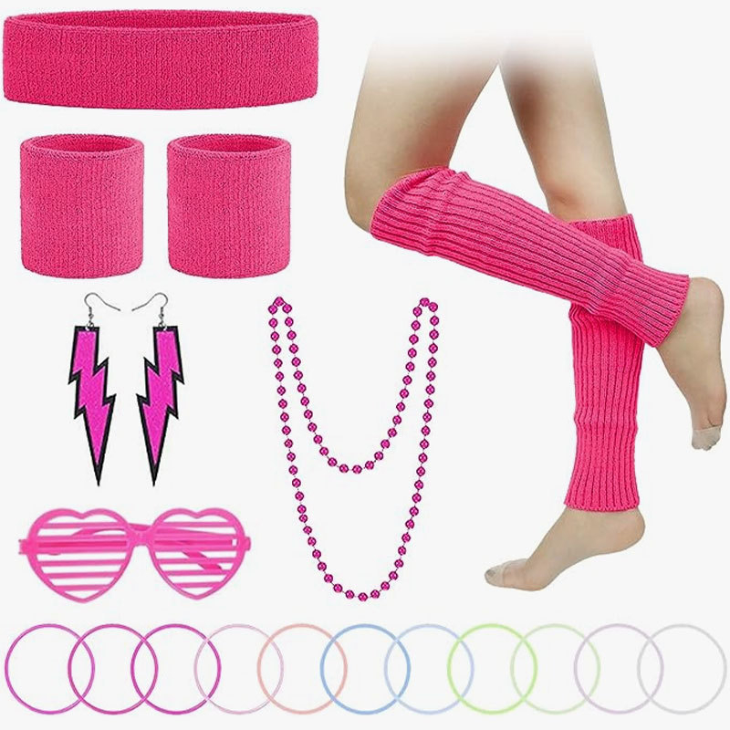 Amazoni kuum müük 1980ndate poissmeestepeo värviline neoonkaelakee käevõru komplekt 80ndate kostüümirekvisiidid