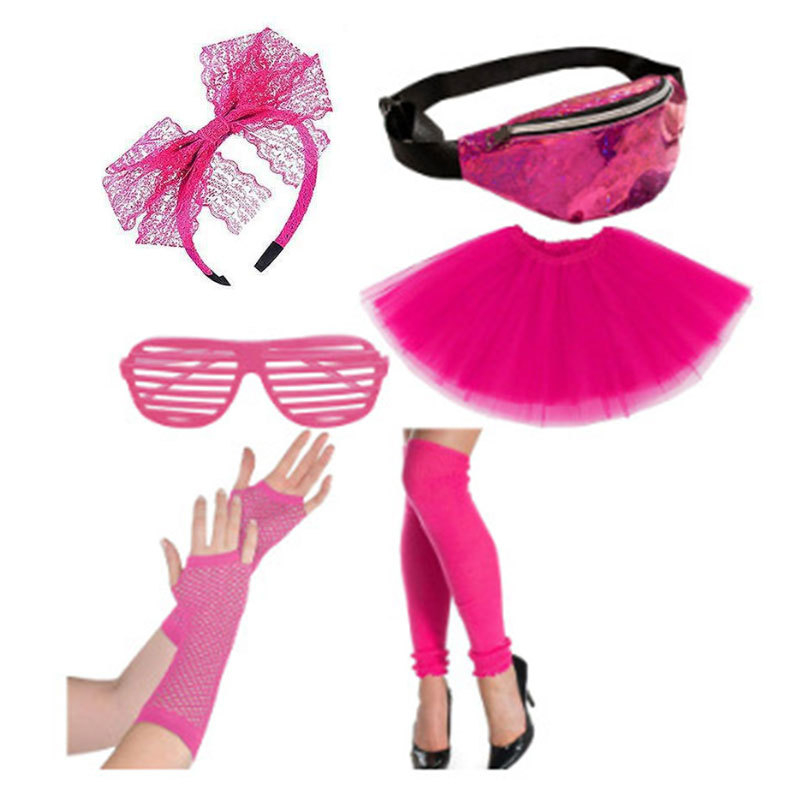 Amazoni kuum müük 1980ndate poissmeestepeo värviline neoonkaelakee käevõru komplekt 80ndate kostüümirekvisiidid