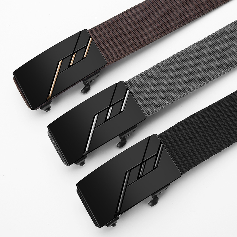 Ötvözetből készült, fogatlan, nejlon utánzatú, szőtt öv, vászon, automata csattal ellátott férfi öv, ifjúsági trendi öv, közvetlen gyári értékesítés