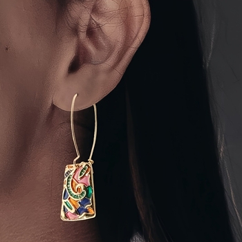 Határokon átnyúló új retró színes mázas fülbevalók eltúlzott olajfestmény fülbevalók női személyiség divatos, csúcskategóriás ékszerek