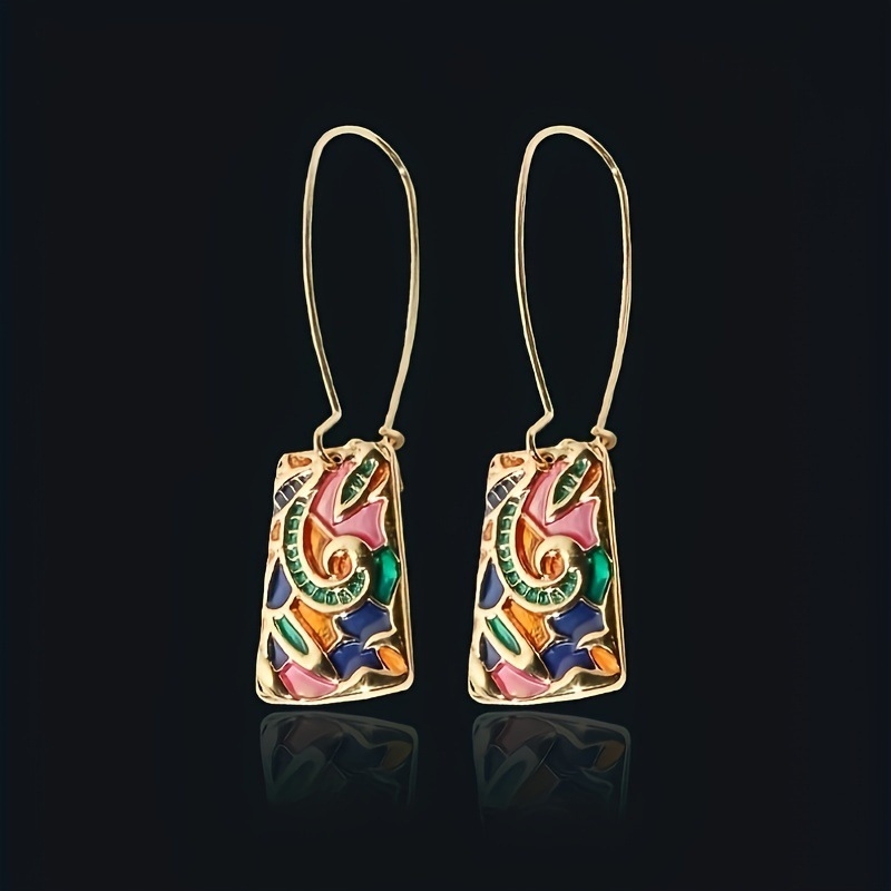 Határokon átnyúló új retró színes mázas fülbevalók eltúlzott olajfestmény fülbevalók női személyiség divatos, csúcskategóriás ékszerek