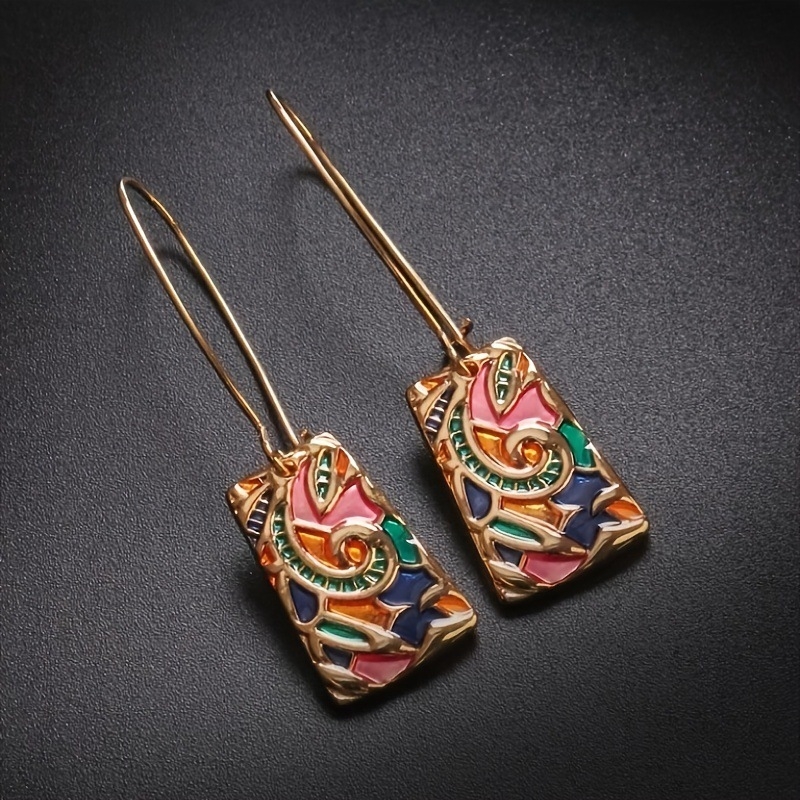 Határokon átnyúló új retró színes mázas fülbevalók eltúlzott olajfestmény fülbevalók női személyiség divatos, csúcskategóriás ékszerek