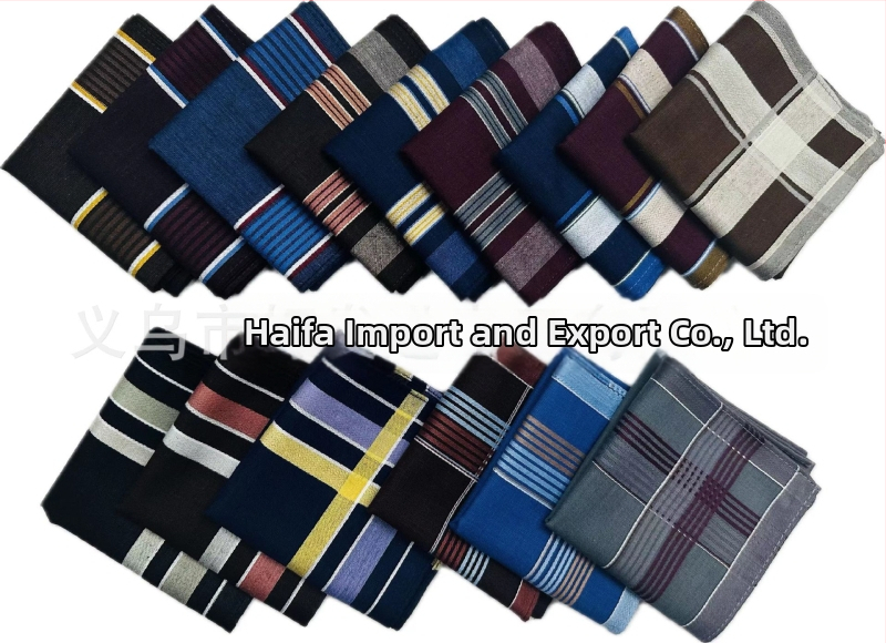 Vyriškas klasikinis dryžuotas tamsios spalvos siūlais dažytas medvilninis rankšluostis, prakaitą sugeriantis rankšluostis, kišeninis kostiumo krepšys, senas rankšluostis