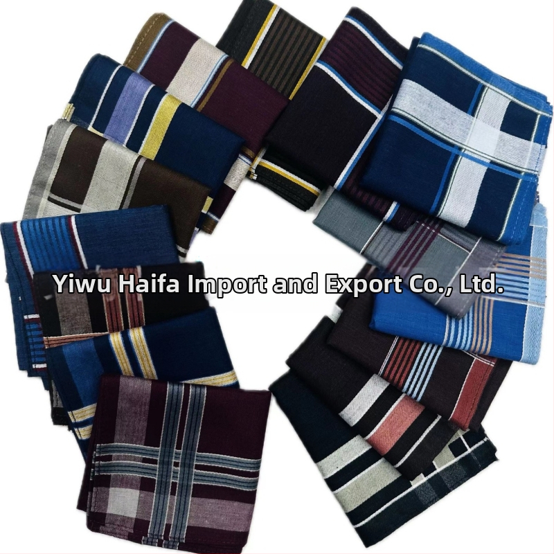 Мъжка класическа раирана памучна кърпа с тъмен цвят, боядисана в прежда, абсорбираща потта, кърпа с джоб, чанта за костюм, стара кърпа