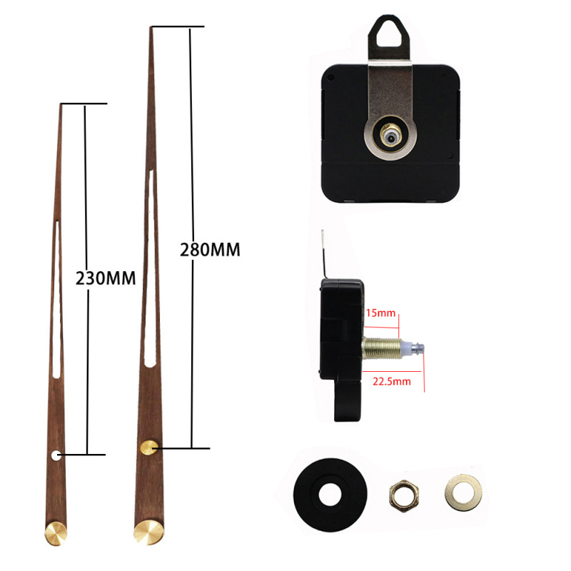 „Amazon“ tarpvalstybiniai „pasidaryk pats“ laikrodžių priedai, įvairūs ilgos ašies didelio sukimo momento mechanizmai su juodo riešuto medienos masyvo laikrodžio minutės adata