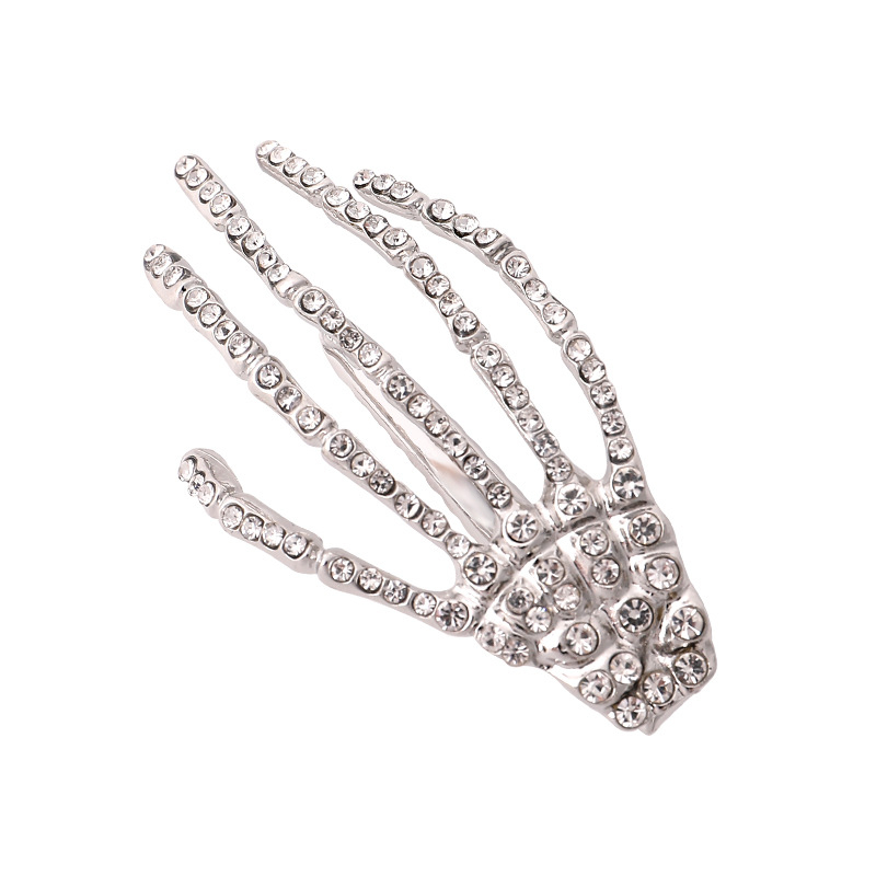 Határokon átnyúló szellem karom koponya strassz hajtű kéz csont sötét szél villanás Gyémánt lány oldalsó klip fejdísz felső klip frufru klip