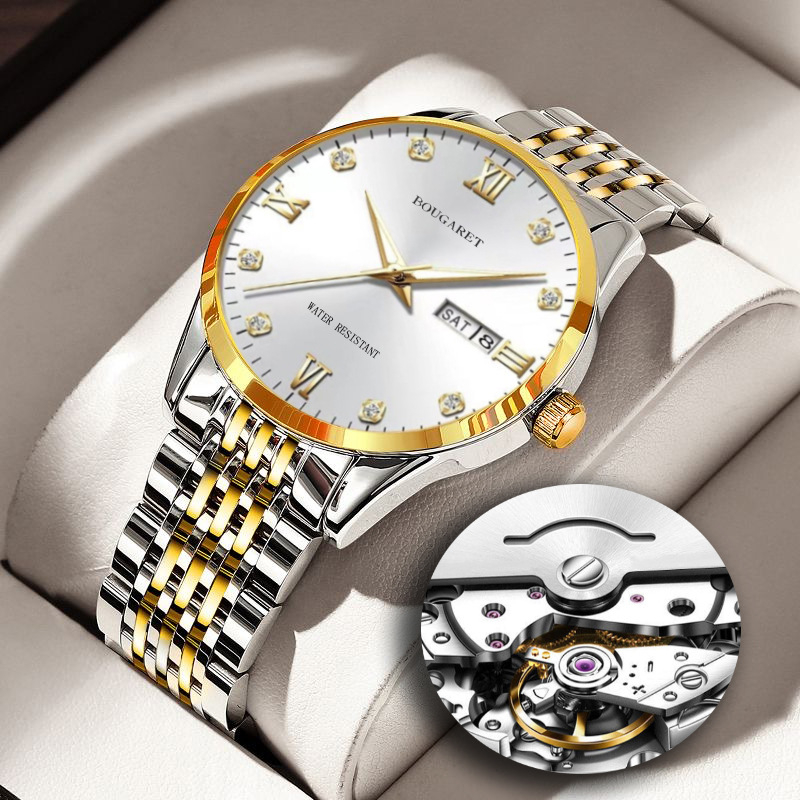 Bujialei TikTok gyors mutatós, egyrészes szállítású, vízálló, világító naptáras, koreai stílusú, hamis, mechanikusan cserélhető óra, új férfi karóra