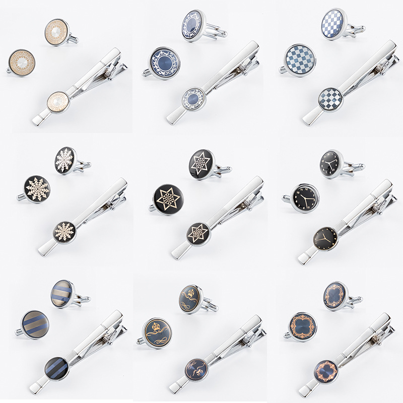 Novi muški jednostavni okrugli metalni dodaci za kravatu, manžete, kombinacija odijela, tvornica izravna opskrba veleprodajom