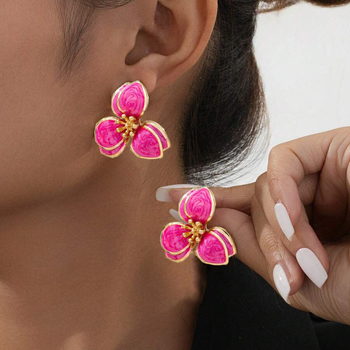 Európai és amerikai, határokon átnyúló, népszerű koreai stílusú, egyszerű, niche dizájnú, olajcsepp alakú virágos fülbevalók női, csúcskategóriás, mindenhez illő divat