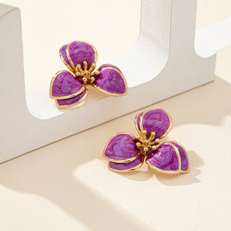 Európai és amerikai, határokon átnyúló, népszerű koreai stílusú, egyszerű, niche dizájnú, olajcsepp alakú virágos fülbevalók női, csúcskategóriás, mindenhez illő divat