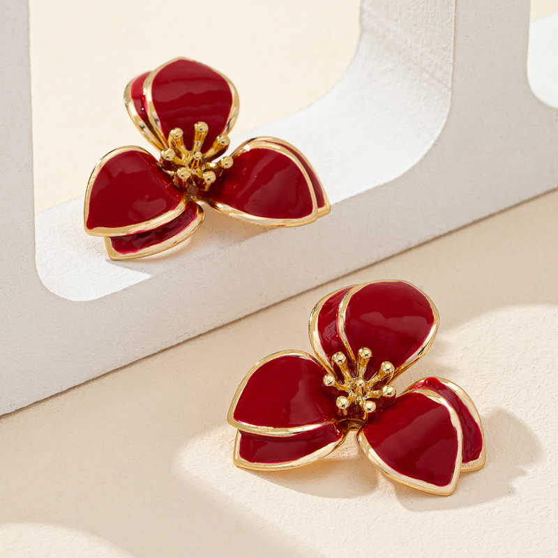 Európai és amerikai, határokon átnyúló, népszerű koreai stílusú, egyszerű, niche dizájnú, olajcsepp alakú virágos fülbevalók női, csúcskategóriás, mindenhez illő divat