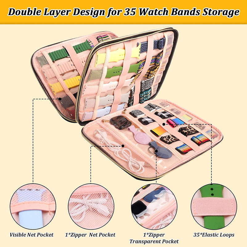 Pántos tárolótáska, steppelt, nagy kapacitású Apple szíj tárolódoboz, applewatchse többrétegű tárolótáska
