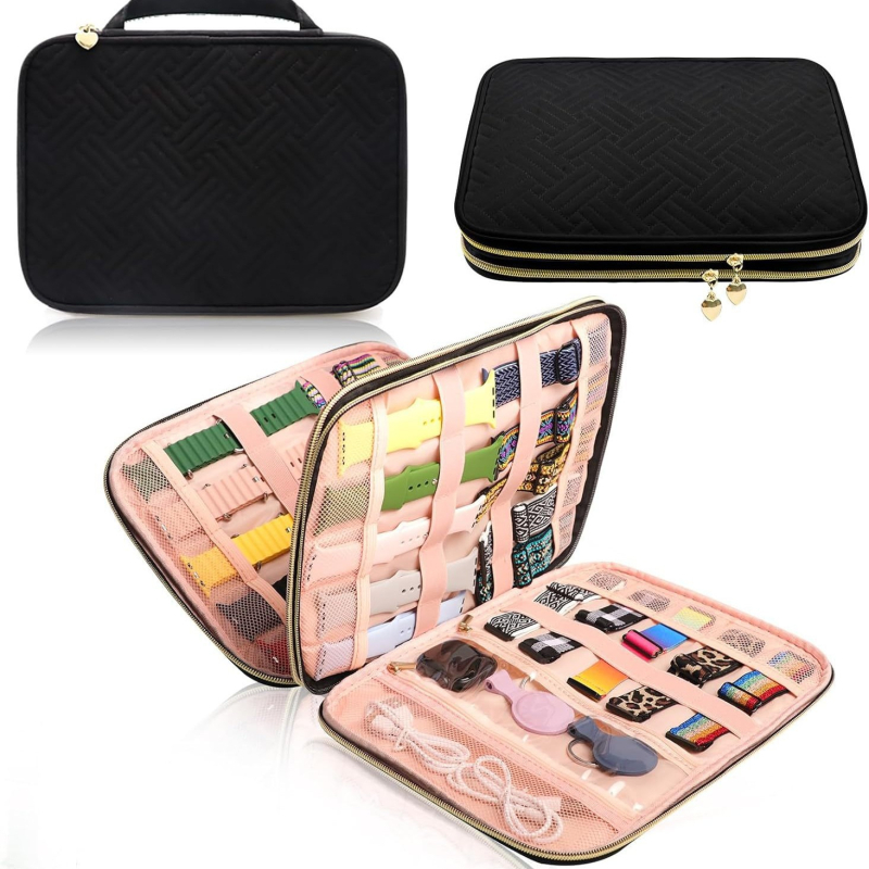 Pántos tárolótáska, steppelt, nagy kapacitású Apple szíj tárolódoboz, applewatchse többrétegű tárolótáska