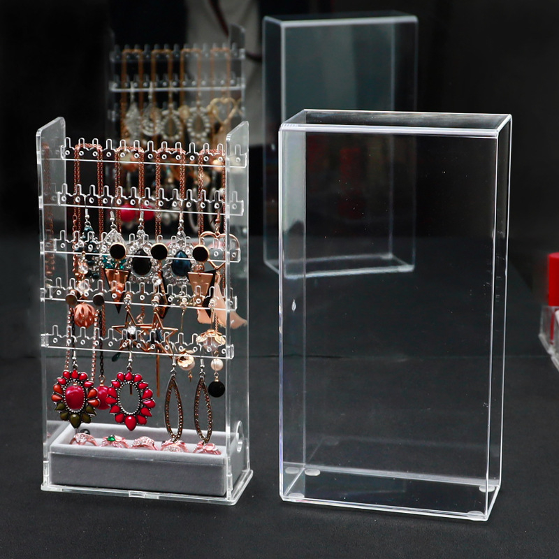 Uus akrüülist läbipaistev mitmekihiline kaelakee vitriinkõrvarõngaste kõrvarõngaste rõngas multifunktsionaalne ehete hoiukarp tolmukindel