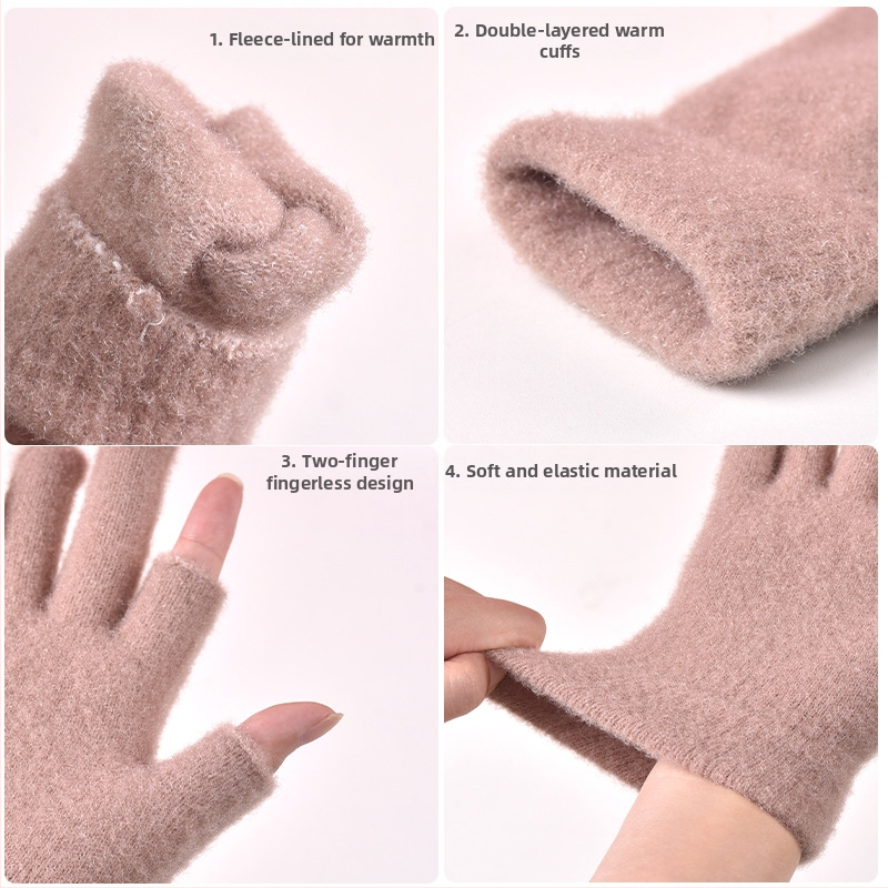 Зимни, течащи, двупръстови кристални прежди, нов продукт, мъжки и женски студентски игри, мобилен телефон с сензорен екран, плетени ръкавици, неплъзгащи се