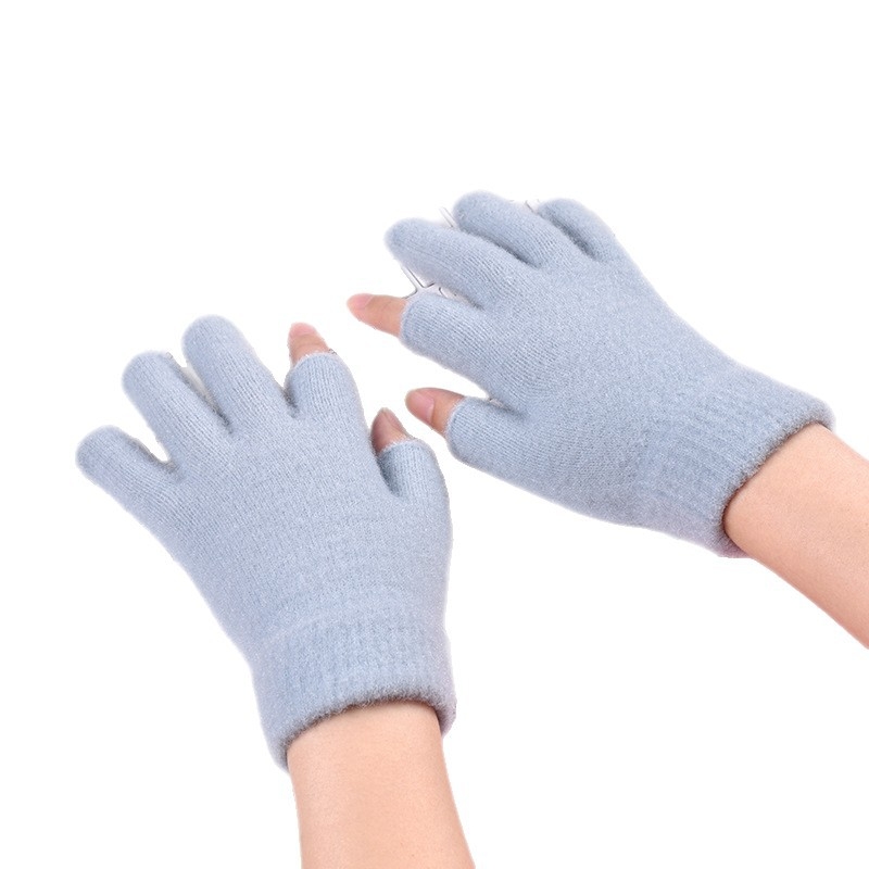Žiemos nesandarūs dviejų pirštų krištolo siūlai Naujas produktas Vyrų ir moterų studentų žaidimas Mobilusis telefonas Jutiklinis ekranas Megztos pirštinės Neslystančios