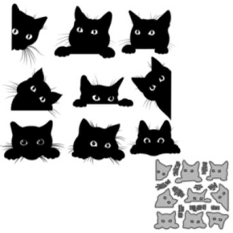 scrapbook barkácsolás maratás papír művészet kilenc macska arckifejezés csomag dombornyomás kézműves fém szénacél kés forma