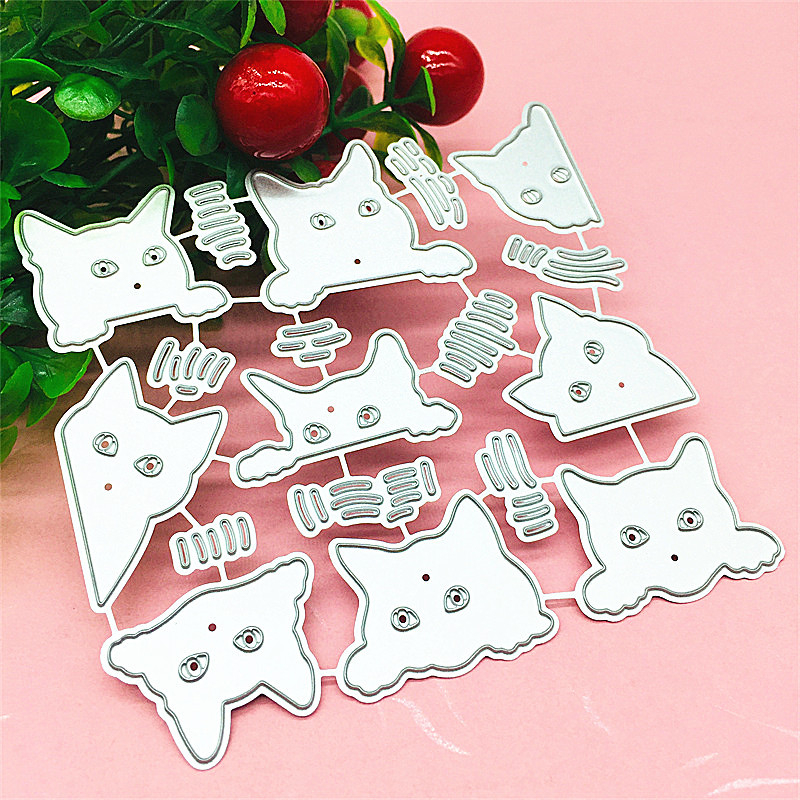 scrapbook barkácsolás maratás papír művészet kilenc macska arckifejezés csomag dombornyomás kézműves fém szénacél kés forma