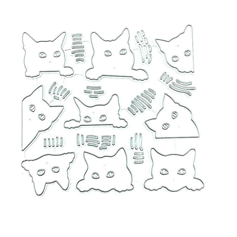 scrapbook barkácsolás maratás papír művészet kilenc macska arckifejezés csomag dombornyomás kézműves fém szénacél kés forma