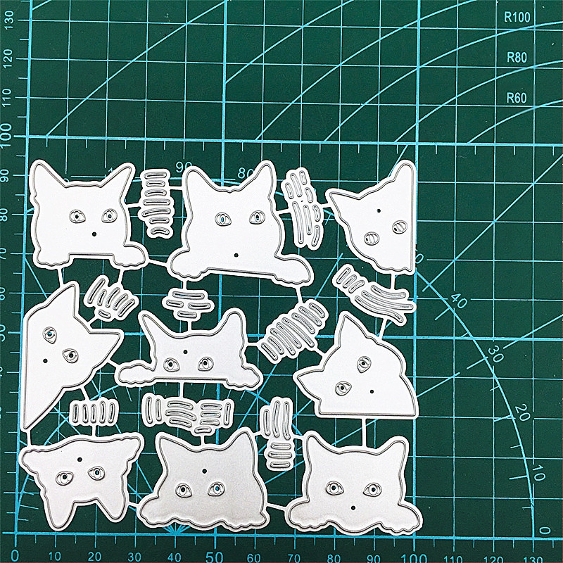 scrapbook barkácsolás maratás papír művészet kilenc macska arckifejezés csomag dombornyomás kézműves fém szénacél kés forma