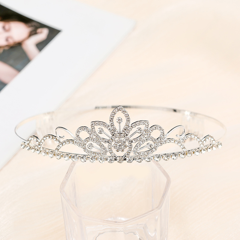 Laste kroonpeakate, printsess, tüdrukute kroon, kristall, suur juuksepael, roosa, jäätunud laste sünnipäeva juukseaksessuaarid